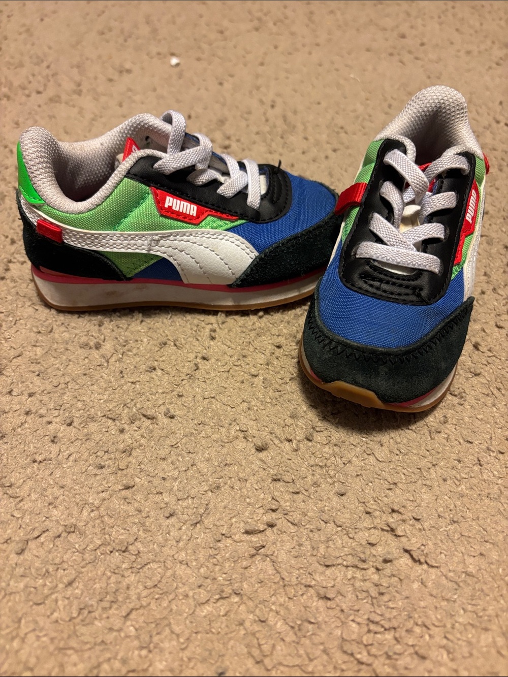 Puma Kids Blue, Green & White Colorblock Sneakers